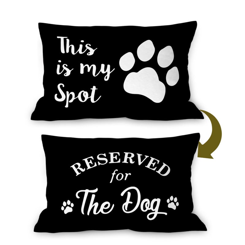 Burosev Reserved for The Dog Reversible Soft Pillow Covers, Funny Pet Paw This is My Spot Decorative Pillowcase, Pet Dog Lover Decor Decorations for Home Bedroom Living Roomï¼ˆ12 Ã— 20 Inchï¼‰ - Image 1