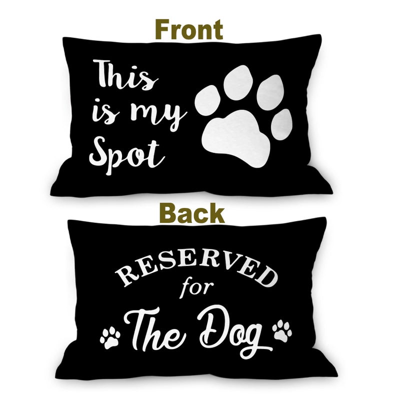 Burosev Reserved for The Dog Reversible Soft Pillow Covers, Funny Pet Paw This is My Spot Decorative Pillowcase, Pet Dog Lover Decor Decorations for Home Bedroom Living Roomï¼ˆ12 Ã— 20 Inchï¼‰ - Image 2