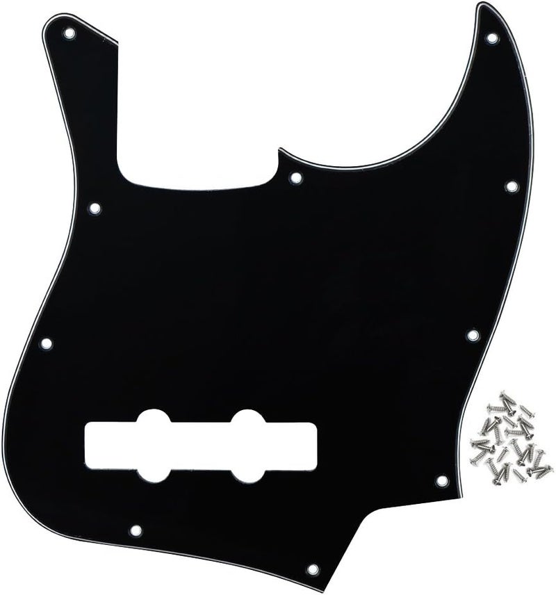 FLEOR 3Ply Black 10 Hole J Bass Pickguard Scratch Plate Pick Guards for 4 Strings American/Mexican Standard J Bass Part - Image 1