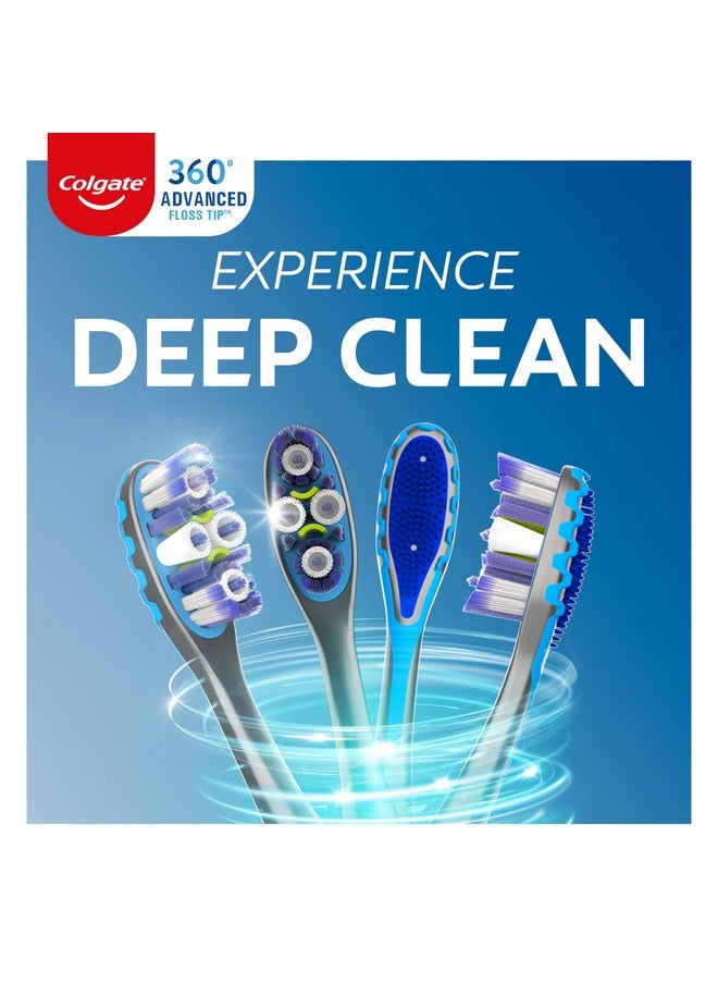 Colgate - Colgate 360 Advanced Floss Tip Toothbrush, Soft Toothbrush for Adults, 4 Pack - Image 1