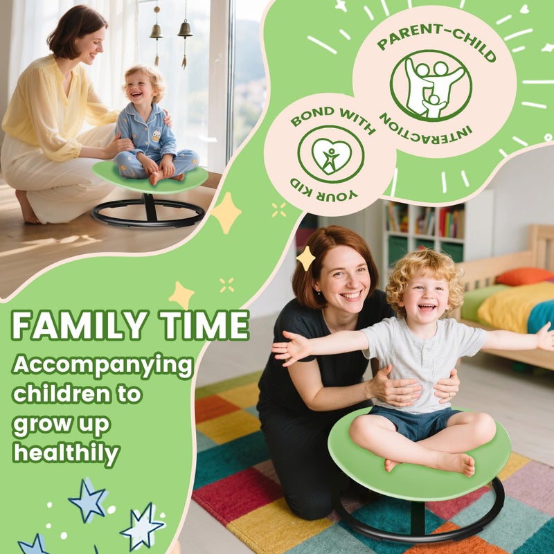 Pterying 21" L Ã— 19" W Large Size Spinning Chair for Autistic Kids, Toddler Sensory Chair, Sensory Toys Gifts for Kids with Autism & ADHD, Outside/Indoor Toys for Kids Ages 4-8, Light Green - Image 3