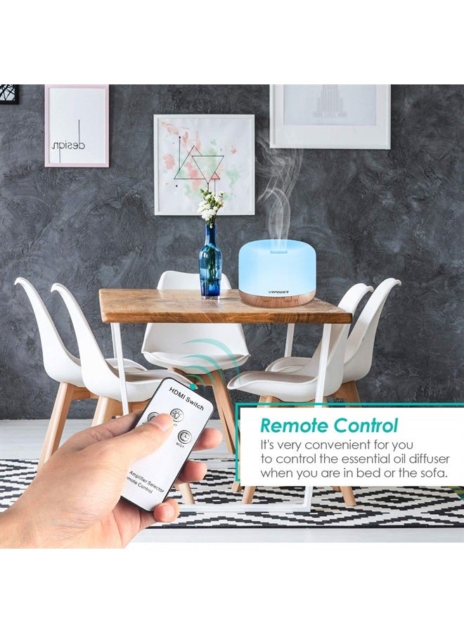 URPOWER 500ml Aromatherapy Essential Oil Diffuser Humidifier Diffusers for Essential Oils Room Decor Lighting with 4 Timer Settings, 7 Color Changing Lamps and Waterless Auto Shut-Off - Image 1