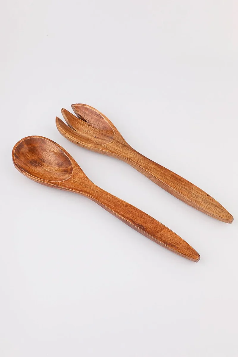 Muy Mucho 2 Pcs Acacia Wood Cutlery 30 H x 6 W cm, Brown