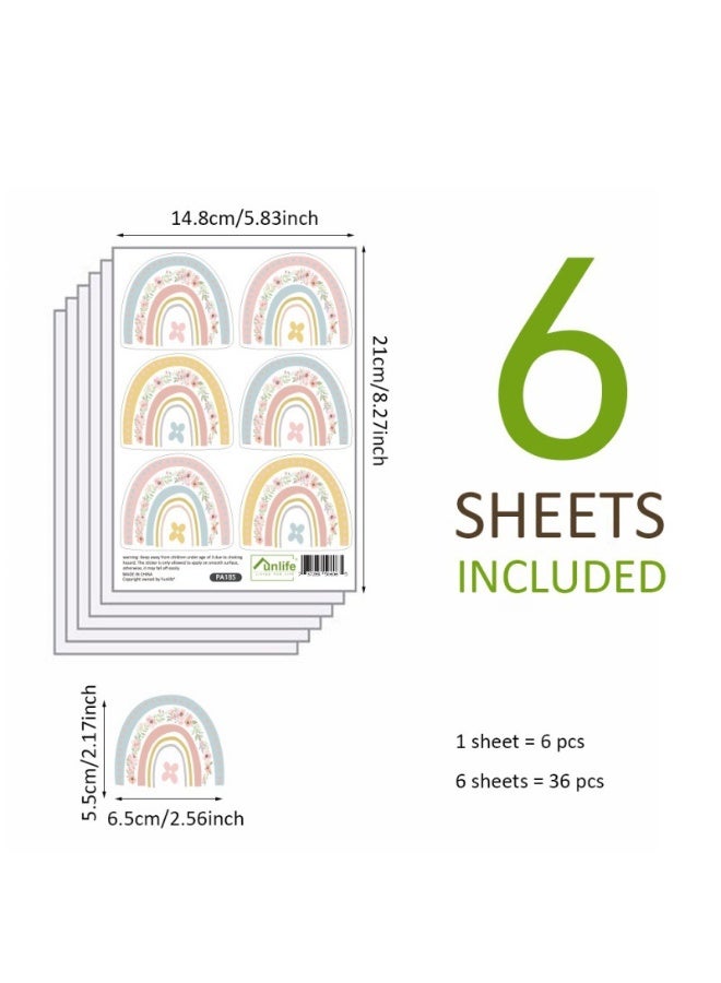 Anna Rainbow Paradise Bohemian PVC Waterproof Wall Stickers for Kids' Room - Set of 6 - Image 1