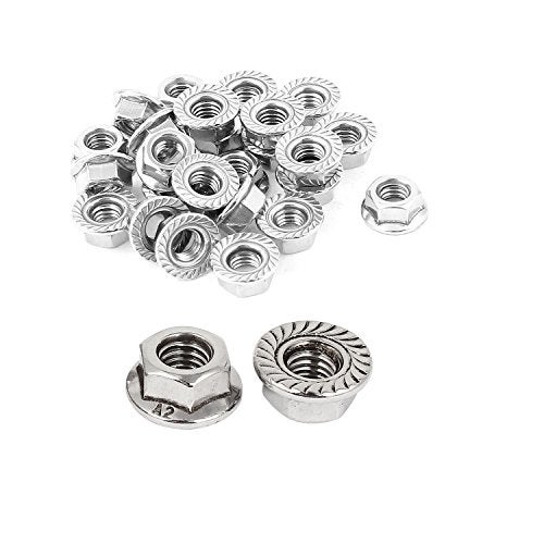 SpzcdZa M6 x 1mm Thread 304 Stainless Steel Serrated Flange Metric Hex Lock Nuts 26PCS - Image 4