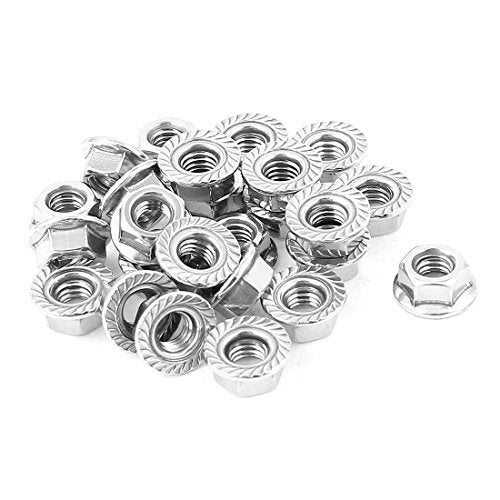SpzcdZa M6 x 1mm Thread 304 Stainless Steel Serrated Flange Metric Hex Lock Nuts 26PCS - Image 1
