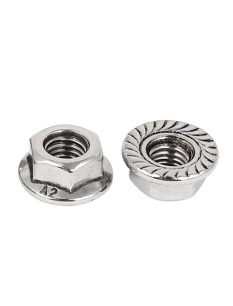 SpzcdZa M6 x 1mm Thread 304 Stainless Steel Serrated Flange Metric Hex Lock Nuts 26PCS - Image 5