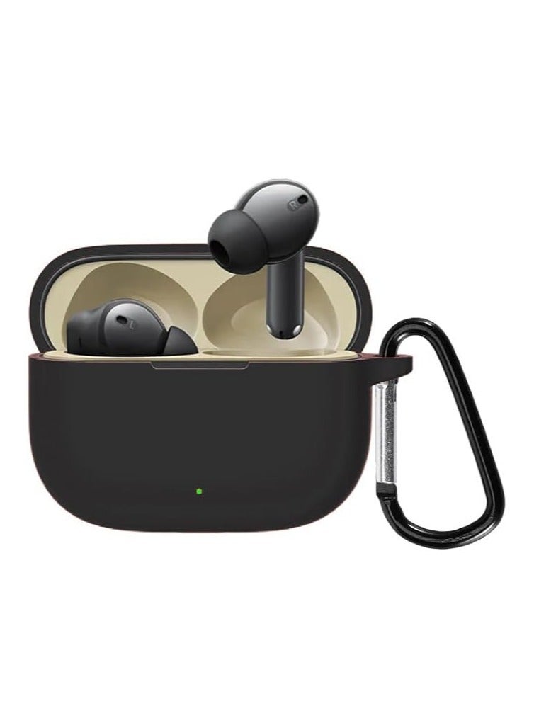 Silicone Protective Case Cover for Realme Buds T300 Earphones with Keychain Cover (Black) - Image 1