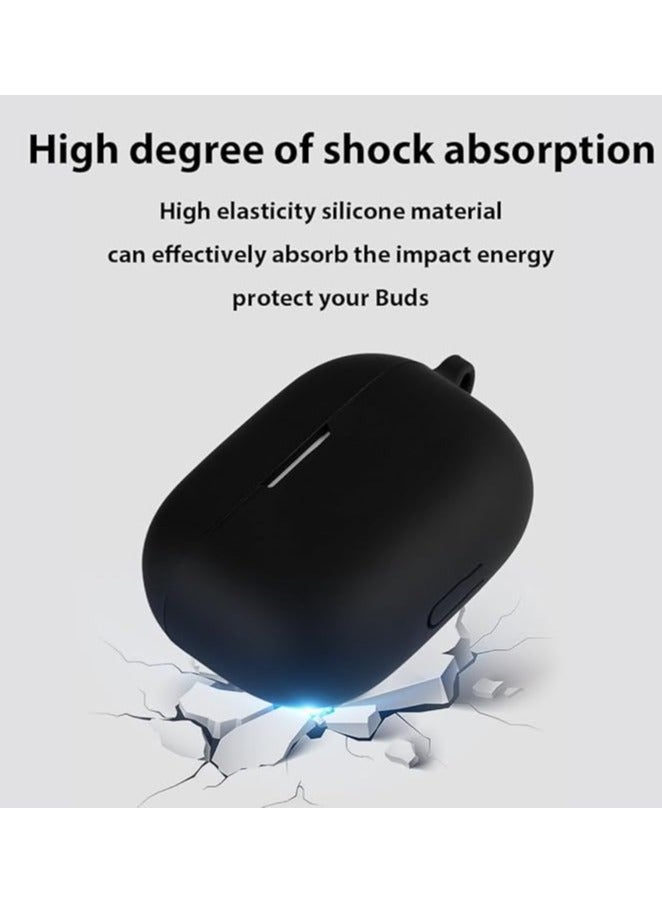 Silicone Protective Case Cover for Realme Buds T300 Earphones with Keychain Cover (Black) - Image 3