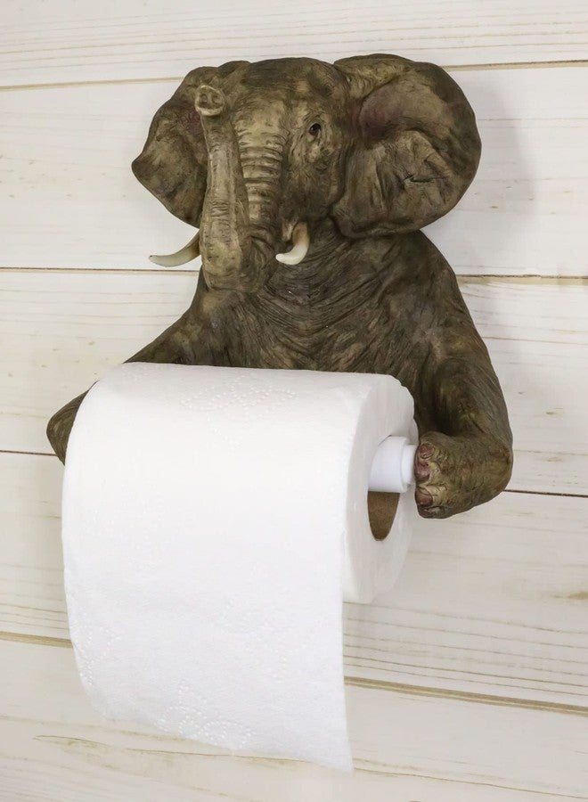Ebros Gift Ebros Pachyderm Servant Safari Elephant Holding Toilet Tissue Paper Holder Figurine Home Decor Great Gift for Savanna Lovers Elephant Fans Excellent Decor for Toilets Powder Rooms - Image 1