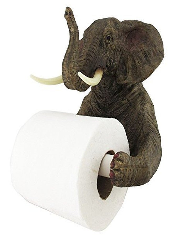 Ebros Gift Ebros Pachyderm Servant Safari Elephant Holding Toilet Tissue Paper Holder Figurine Home Decor Great Gift for Savanna Lovers Elephant Fans Excellent Decor for Toilets Powder Rooms - Image 2