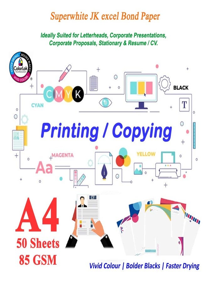 Cool Crafts ورق كول كرافتس JK A4 بوزن 85 جرامًا للمتر المربع. عبوة من 50 ورقة مناسبة لعروض الشركات، ورؤوس الرسائل، والكتيبات، والطباعة الرقمية. - Image 5