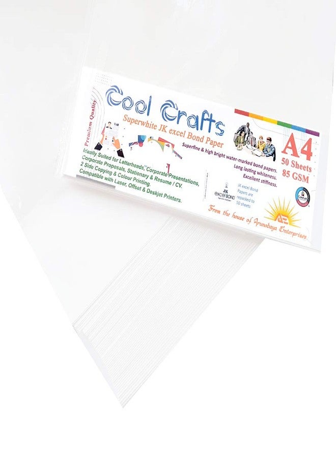 Cool Crafts ورق كول كرافتس JK A4 بوزن 85 جرامًا للمتر المربع. عبوة من 50 ورقة مناسبة لعروض الشركات، ورؤوس الرسائل، والكتيبات، والطباعة الرقمية. - Image 1