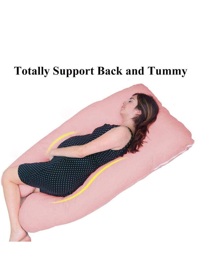 Generic - Pregnancy Pillow Size 130x70CM Show Top U Shaped Bedding Maternity and Full Body Support for Pregnant Women with Removable Cover Pink - Image 1