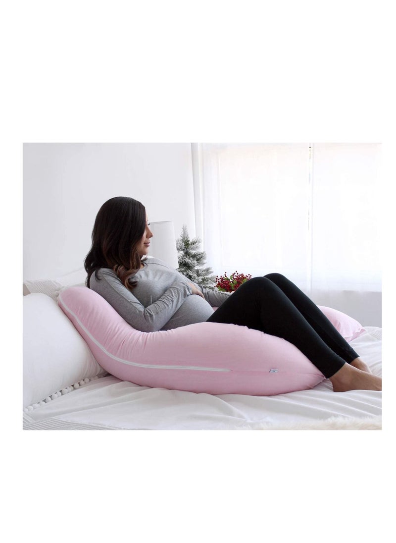 Generic - Pregnancy Pillow Size 130x70CM Show Top U Shaped Bedding Maternity and Full Body Support for Pregnant Women with Removable Cover Pink - Image 1