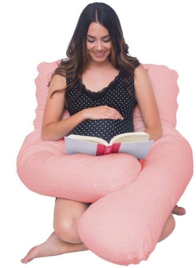 Generic - Pregnancy Pillow Size 130x70CM Show Top U Shaped Bedding Maternity and Full Body Support for Pregnant Women with Removable Cover Pink - Image 1