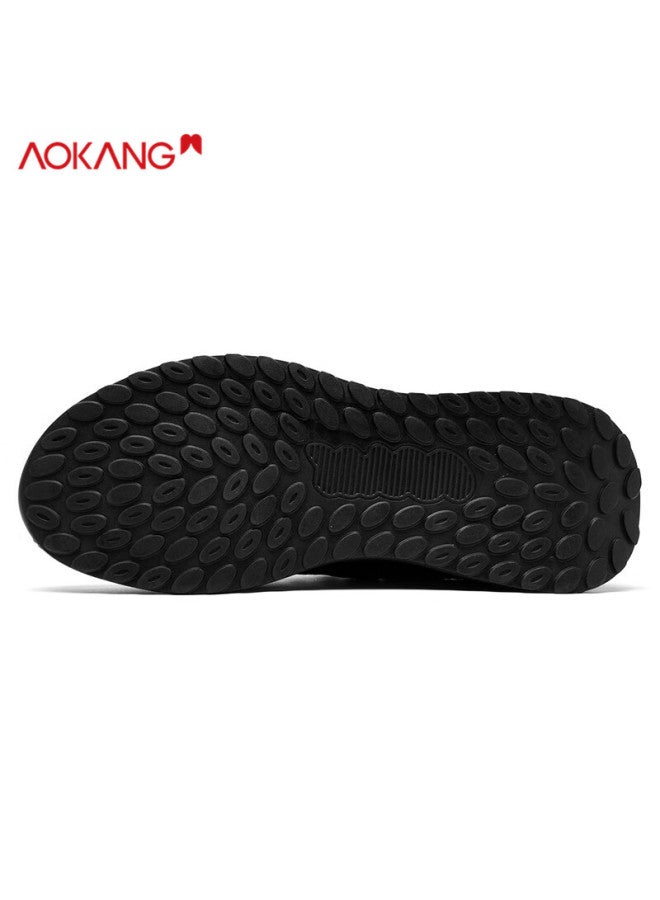 Aokang Men's Shoes, Autumn Hollow Breathable Mesh Casual Sneakers Running Shoes For Men, Black, Size 40 - Image 3