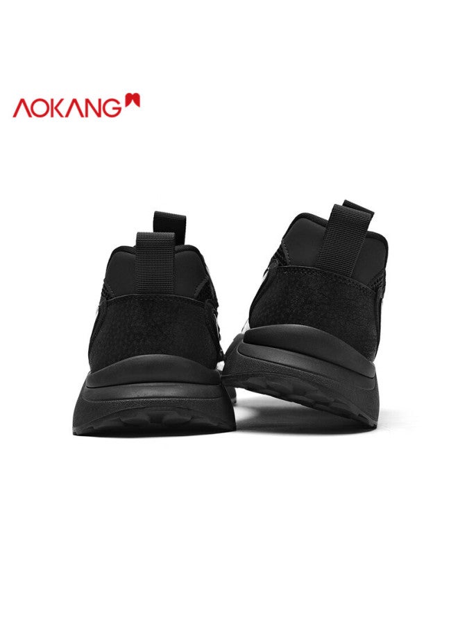 Aokang Men's Shoes, Autumn Hollow Breathable Mesh Casual Sneakers Running Shoes For Men, Black, Size 40 - Image 4