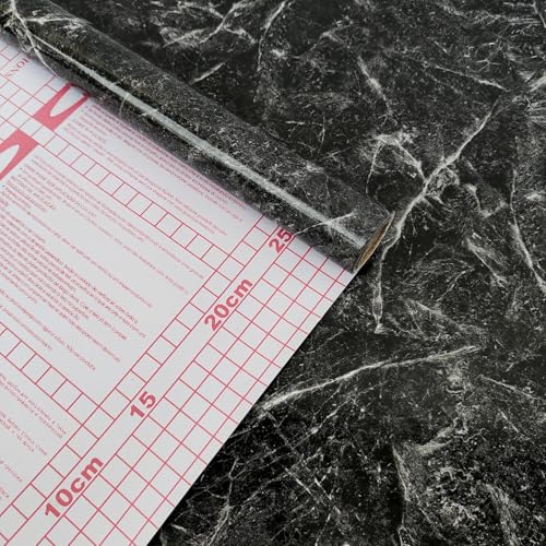 ROSASTELLA Self Adhesive Decorative Peel Stick Waterproof Marble Wallpaper Wall Decor Removable Wall Paper for Living Room Hall Decoration PVC Vinyl DIY Contact Paper 30x304 CM (Black Marble) - Image 2