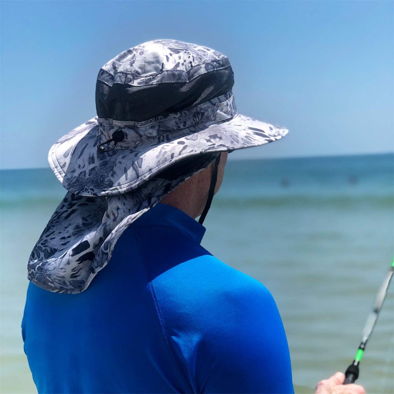 KastKing UPF 50 Boonie Hat Fishing Hat with Removable Neck Flap Sun Hats,Silver - Image 5