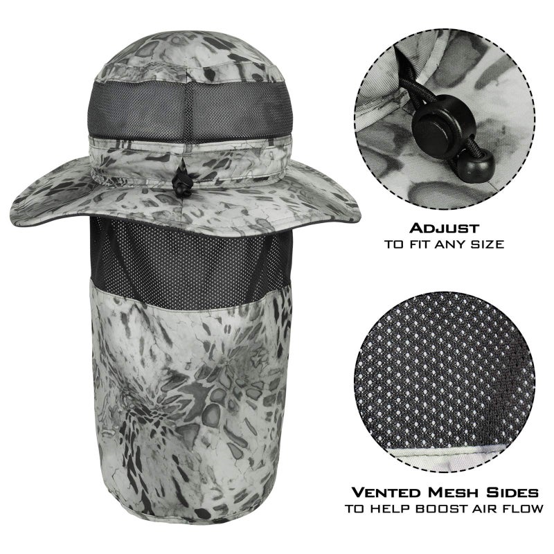 KastKing UPF 50 Boonie Hat Fishing Hat with Removable Neck Flap Sun Hats,Silver - Image 3