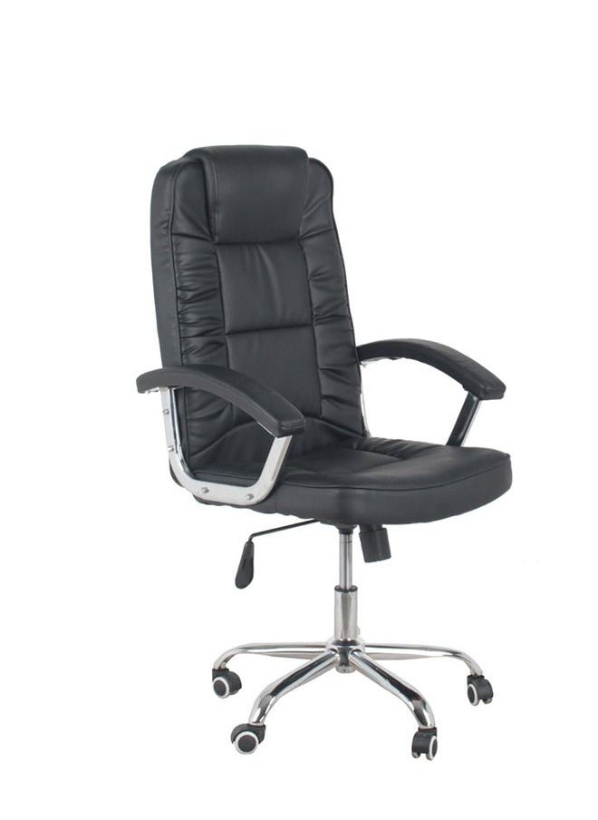 KARNAK Executive Office Chair Ergonomic PU Leather Adjustable Height Back with Headrest & Lumbar Support Black 