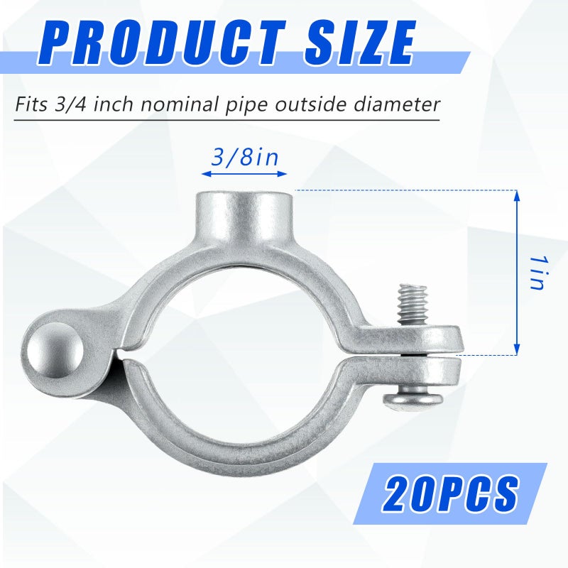 Otoolling 20 Pack 3/4" Split Ring Pipe Hanger for Thread Rod Galvanized Iron Mounting Bracket Support for Tubing Wall Ceiling Mount Combination Industrial Decor - Image 2
