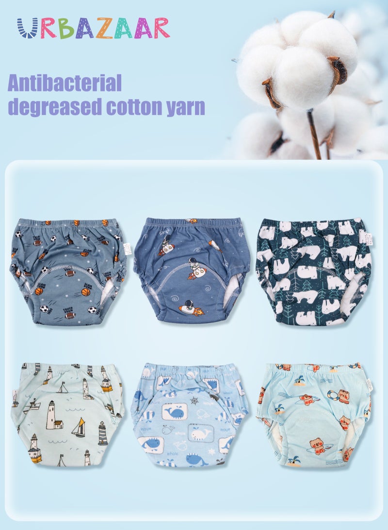 URbazaar Baby Potty Training Underwear for Boys and Girls, 6 Pack Absorbent Training Pants for Toddlers with Printed Reusable Cotton Toilet Training Pants for 12-18kg Kids (2-4 Years)  - Image 3