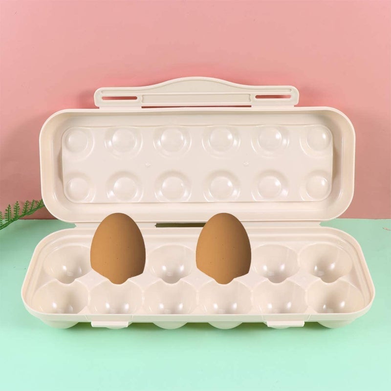 PLUMAZE Acrylic Egg Storage Box with Lid 18 Grids Egg Storage Box with LidPlastic Egg Holder Tray Cream - Image 5