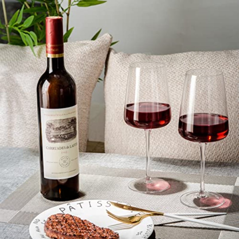 Hand Blown Red Wine Glasses Set of 4 Premium Crystal Wine Glasses With Long Stem, 19 oz Unique Gift for Father's Day, Wedding, Birthday Ideal for Restaurants, Home Bar - Image 5