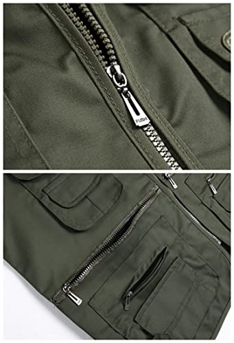 LISUHEPEAL Men's Fishing Vest Summer Outdoor Work Safari Travel Photo Vests with Multi Pockets (S18-Army Green, XXL) - Image 5