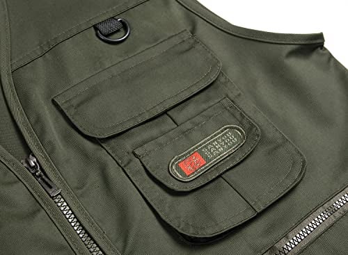 LISUHEPEAL Men's Fishing Vest Summer Outdoor Work Safari Travel Photo Vests with Multi Pockets (S18-Army Green, XXL) - Image 4