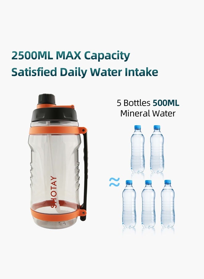 شوتاي زجاجة مياه رياضية من شوتاي سعة 2.5 لتر / 3.1 لتر بقشة قابلة للازالة، زجاجة مياه خالية من مادة BPA ومقاومة للتسرب، ابريق ماء كبير للياقة البدنية وصالة الالعاب الرياضية والتخييم، لون ازرق - Image 2