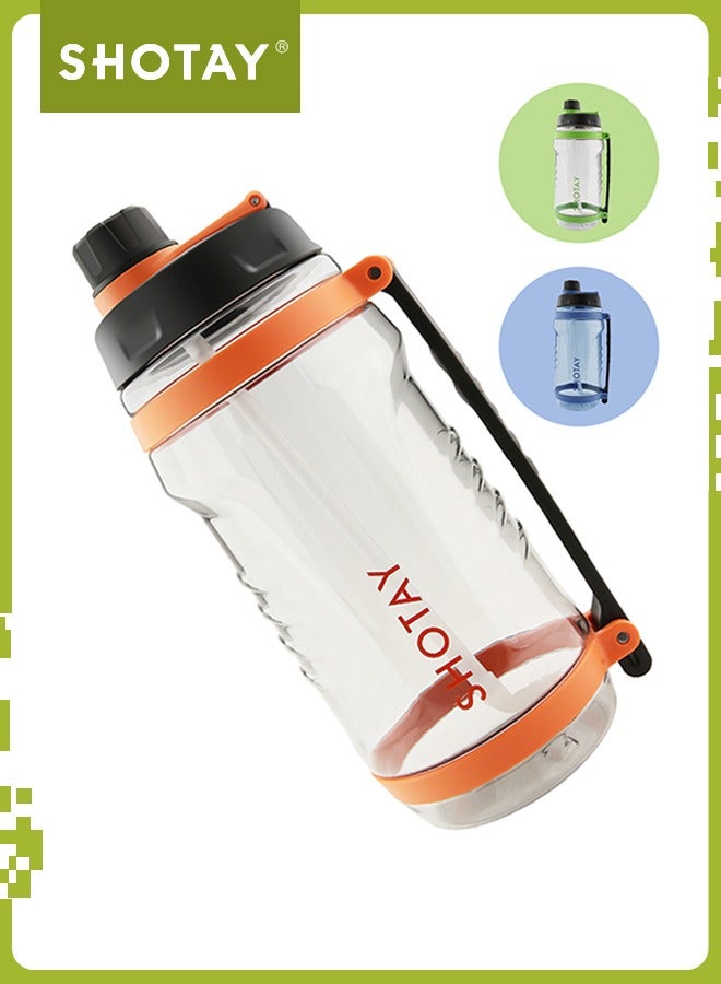 شوتاي زجاجة مياه رياضية من شوتاي سعة 2.5 لتر / 3.1 لتر بقشة قابلة للازالة، زجاجة مياه خالية من مادة BPA ومقاومة للتسرب، ابريق ماء كبير للياقة البدنية وصالة الالعاب الرياضية والتخييم، لون ازرق - Image 1