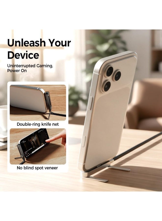 ELTRAZONE 240W Fast Charging Cable with Rotatable Phone Holder Stand, 360° Rotation, 1.5m Sideway Gaming Charger, Type-C to Type-C, Compatible with Smartphones and Tablets - Image 3