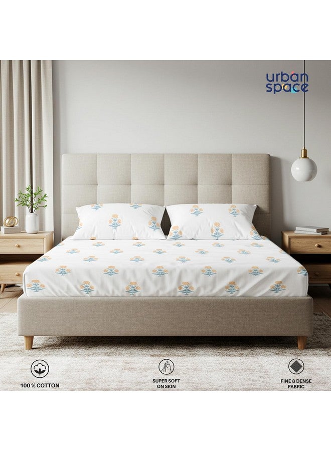 Urban Space Urban Space Serene 200 TC 100% Cotton Bedsheet for King Bed, Cotton King Bedsheet with 2 Pillow Covers (Sunflower - Yellow, Size 108 x 108 inches)  - Image 2