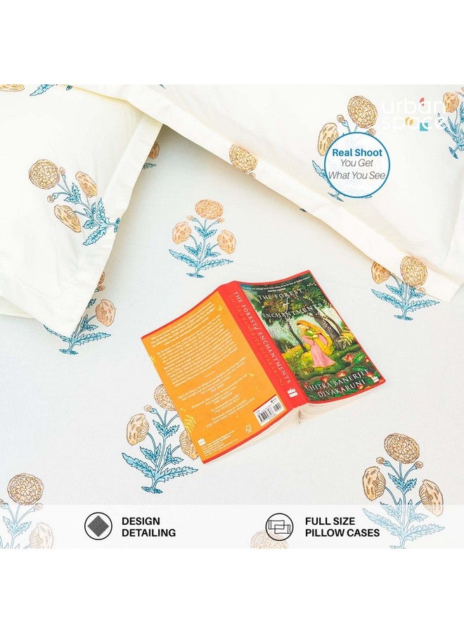 Urban Space Urban Space Serene 200 TC 100% Cotton Bedsheet for King Bed, Cotton King Bedsheet with 2 Pillow Covers (Sunflower - Yellow, Size 108 x 108 inches)  - Image 5