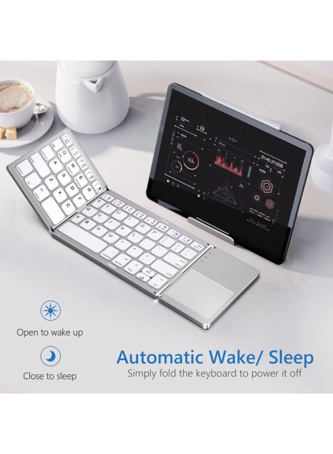 أصدقاء متألقة لوحة مفاتيح قابلة للطي صغيرة مع لوحة لمس متوافقة مع لوحة مفاتيح قابلة للطي لاسلكية بلوتوث 3.0 لجميع الأجهزة - Image 3