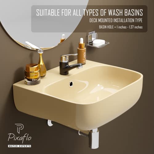 Pixaflo Infix Brass Matte Black Hot & Cold Single Lever Basin Mixer with 450 mm Long Braided Hoses - Image 5