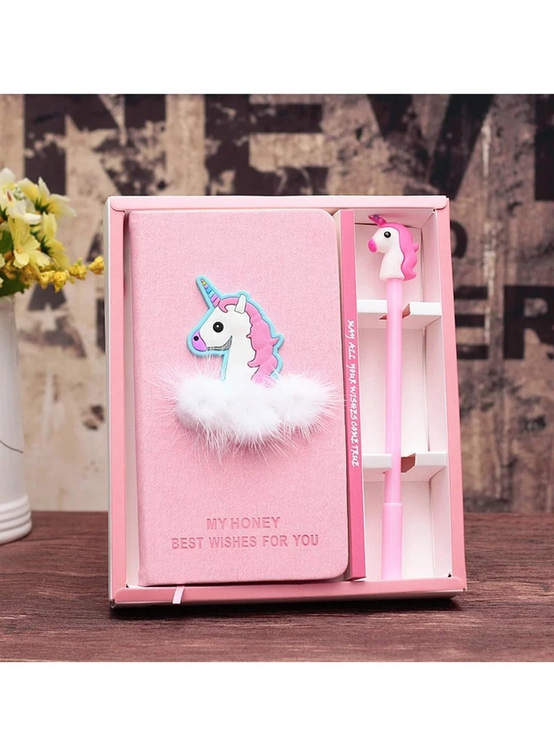 general Unicorn notebook with pen, stationery diary manual notebook pocket notepad for students children girls - Image 2