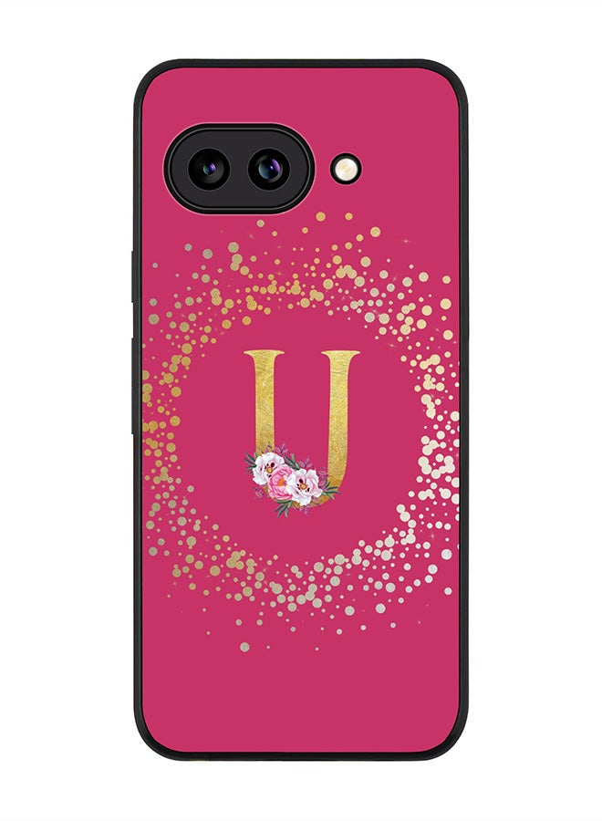 Stylizedd For Google Pixel 9a Case,Slim fit Camera Protection, Shockproof Thin Phone cover  - Custom Monogram Floral - U ( Deep Pink )