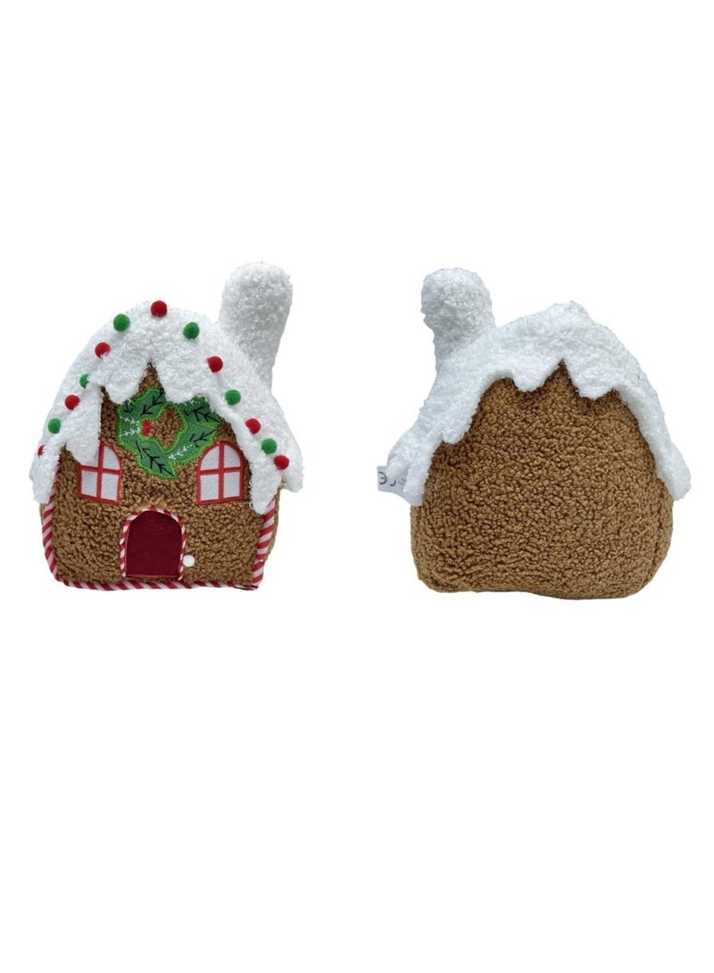 عام وسادة بيت خبز الزنجبيل الاحتفالية، دمية قطيفة على شكل بيت خبز الزنجبيل الاحتفالي، مثالية لهدايا أعياد الميلاد والعطلات للأطفال - Image 4