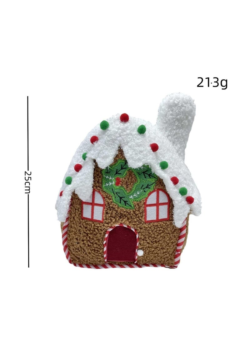 عام وسادة بيت خبز الزنجبيل الاحتفالية، دمية قطيفة على شكل بيت خبز الزنجبيل الاحتفالي، مثالية لهدايا أعياد الميلاد والعطلات للأطفال - Image 2