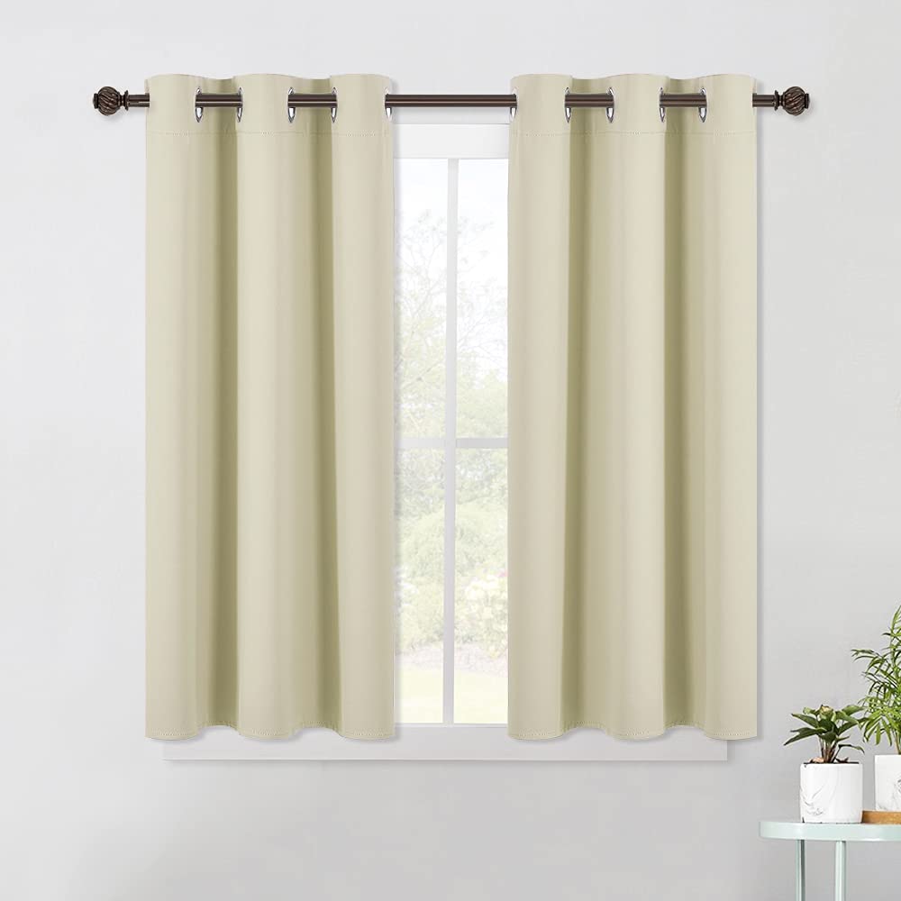 NICETOWN Room Darkening Curtain Panels for Living Room Thermal Insulated Grommet Room Darkening DraperiesDrapes for Window Beige 2 Panels W42 x L45 Inch