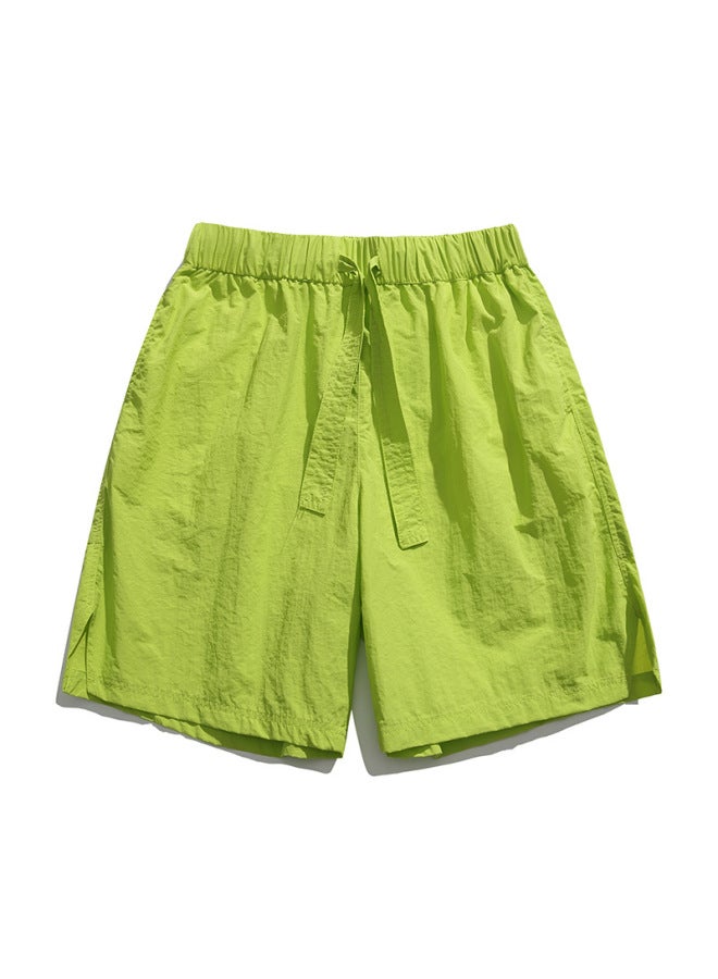 Izexx Summer Ice Silk Quick-drying Shorts Men's American Casual Loose Beach Pants Sports Preppy Style Five-quarter Pants - Image 1