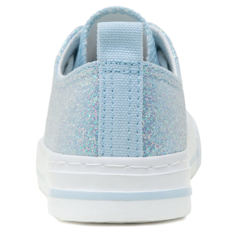 Toandon Kids Girls Sneakers Glitter Sequins Canvas Shoes Toddler Child Glitter Sparkle Low Top Lace Up Non Slip Lightweight Walking Outdoor Blue Size 10 - Image 4