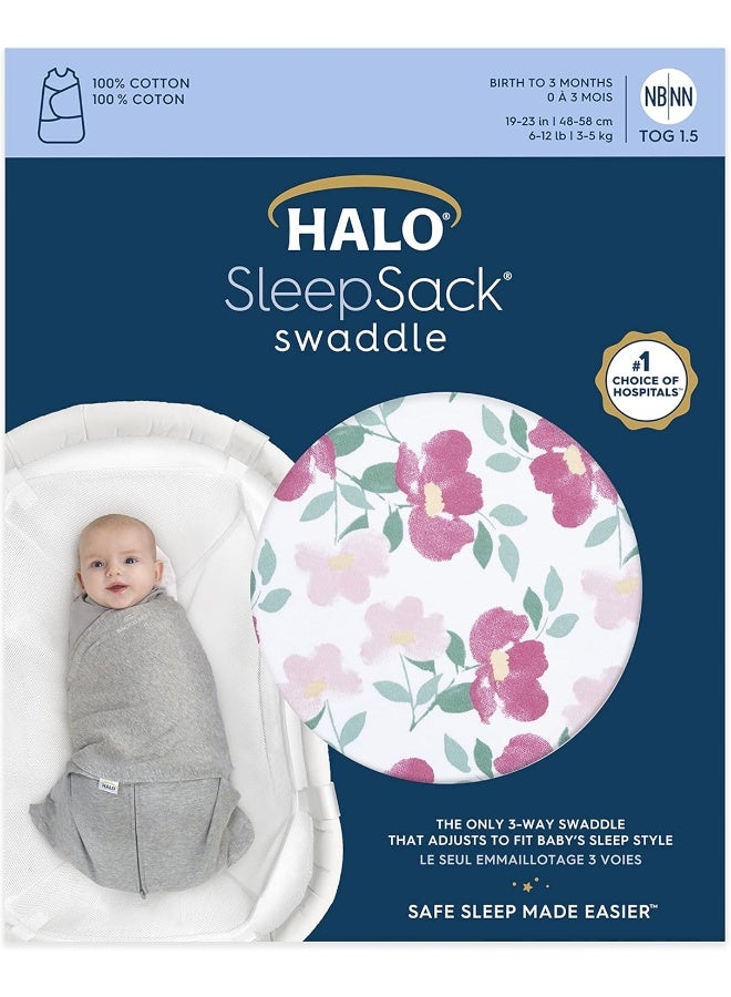 HALO 100% Cotton Sleepsack Swaddle, 3-Way Adjustable Wearable Blanket, TOG 1.5 - Image 2