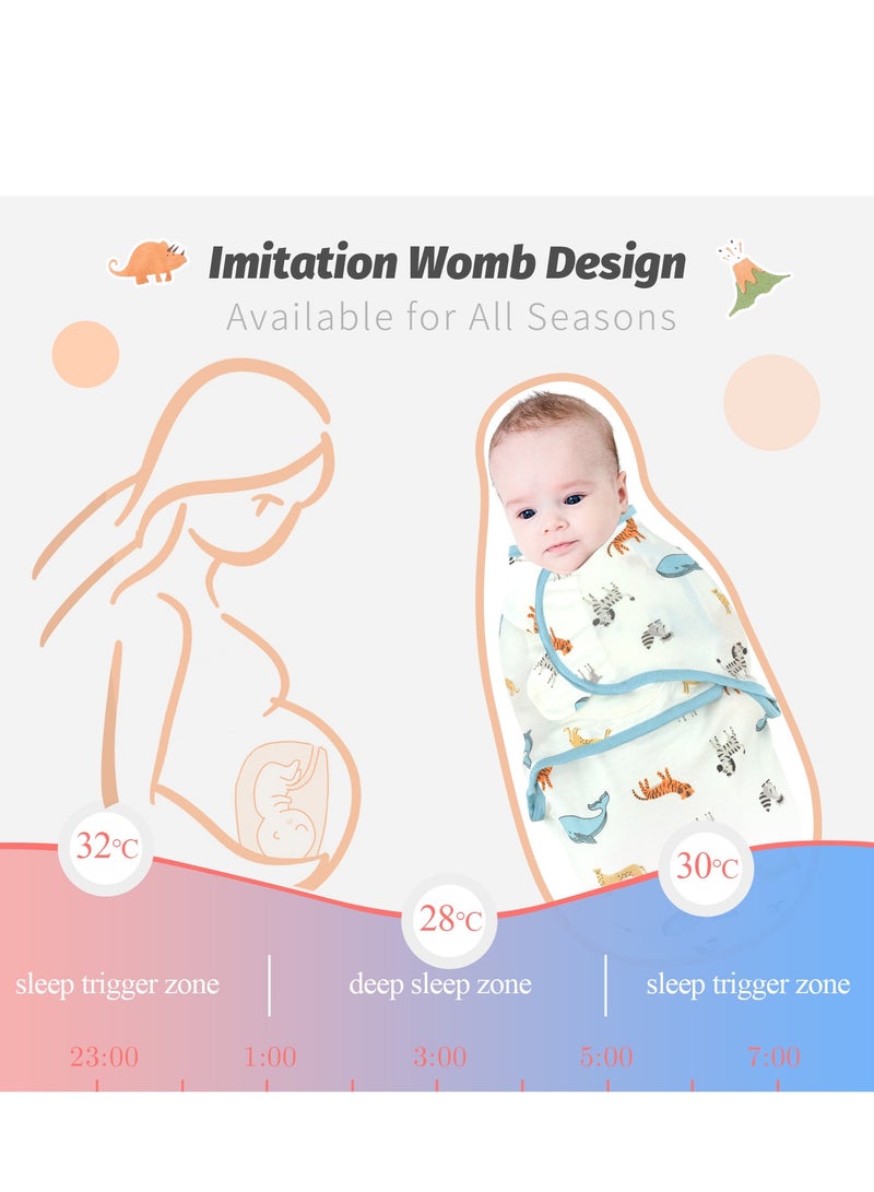 ميريكل بيبي 3 قطع لفافات مواليد قطنية - بطانيات ناعمة قابلة للارتداء مع حقيبة نوم بتصاميم كرتونية - Image 5
