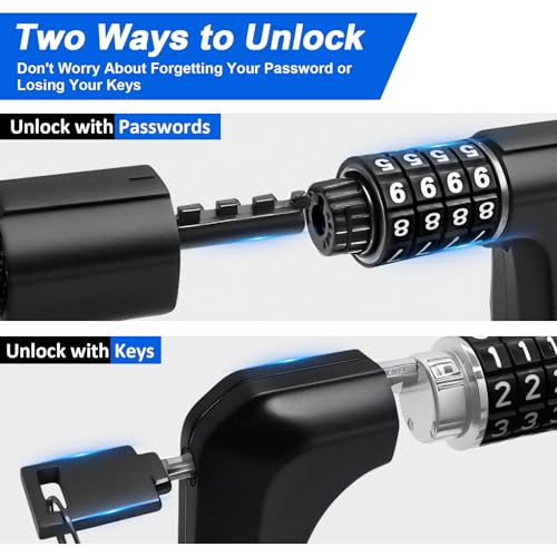 NDakter Upgrade Bike Chain Lock with 4 Digit Combination and 2 Keys, 3.2/4.28 Ft Heavy Duty Anti-Theft Bicycle Lock, 2 Ways to Unlock High Security Scooter Locks for Ebike, Escooter, Door - Image 2