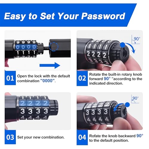 NDakter Upgrade Bike Chain Lock with 4 Digit Combination and 2 Keys, 3.2/4.28 Ft Heavy Duty Anti-Theft Bicycle Lock, 2 Ways to Unlock High Security Scooter Locks for Ebike, Escooter, Door - Image 5